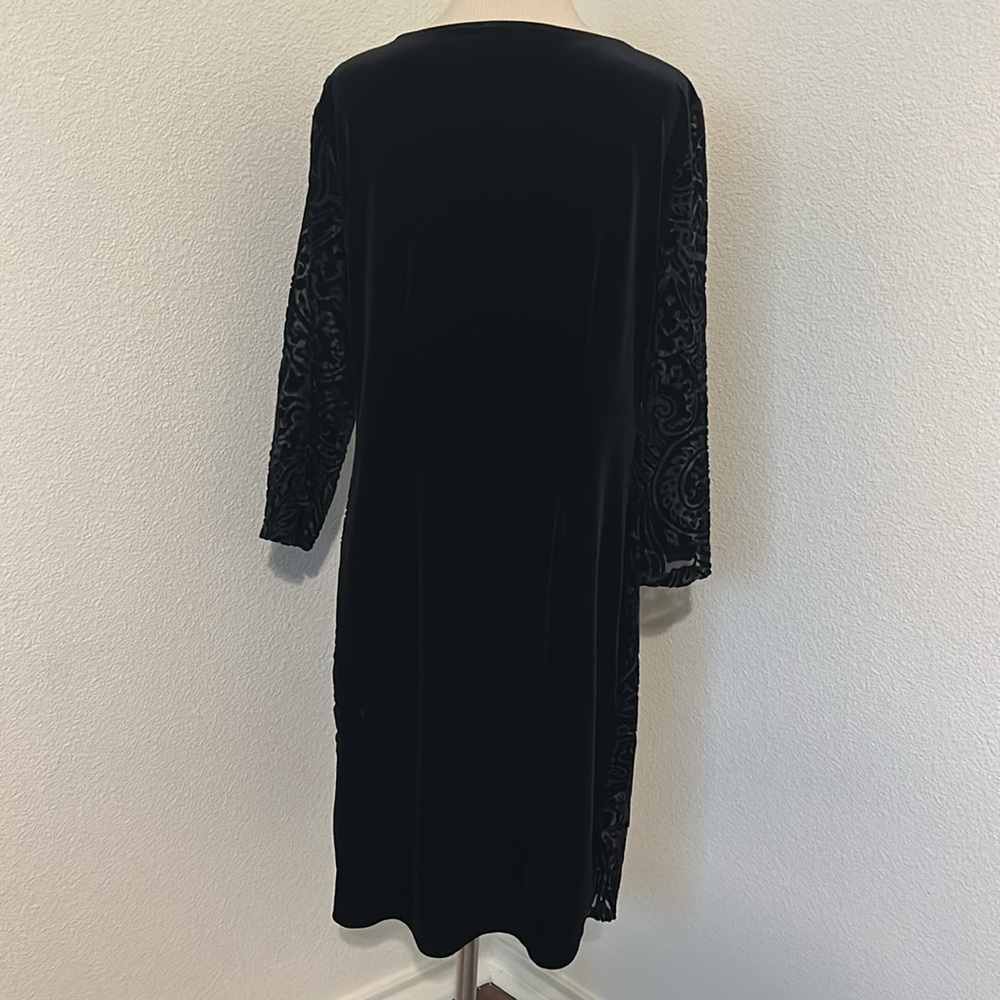 Elegant Preston & York Black Velveteen Lined Flattering Dress Large L 12 - Picture 2 of 4